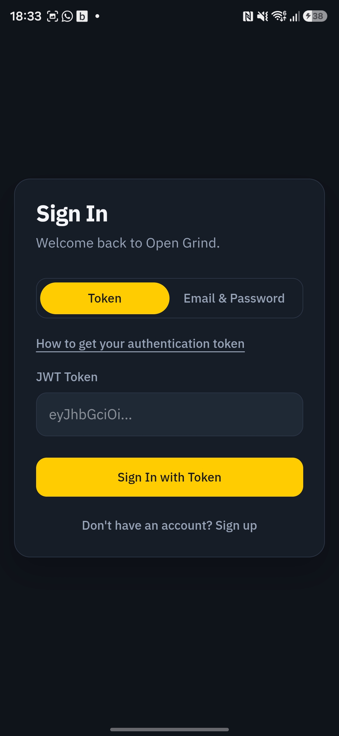 Sign in with token